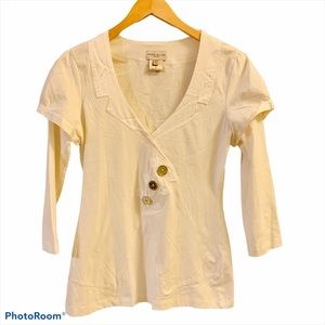 KAREN MILLEN Cream Button Layer Top runs small